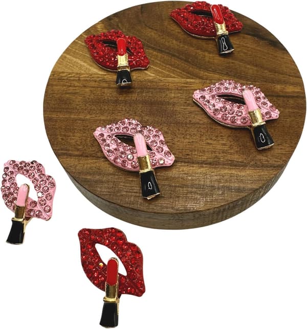 10 STK Røde Lepper Rhinestone Pynt 10 STK Rød