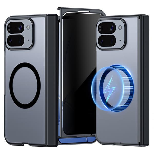 Google Pixel 10 Pro Fold Privacy Magnetic Case - Black PC Full Coverage with Built-in Screen Protector