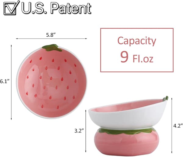 Ceramic Elevated Cat Bowl - Pink Elevated Indoor Cat Food Bowl, Anti-Vomit and Spine Protection
