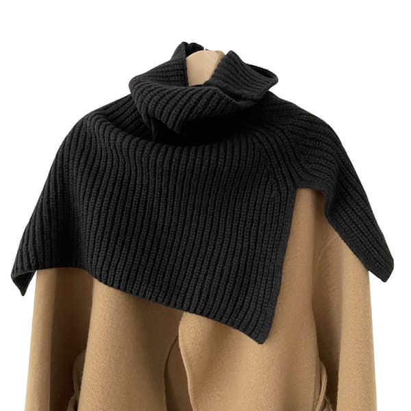 High Collar Slit Scarf Knitted Outer Wool Knitted Scarf