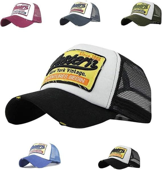 Svart - Mesh Baseballkeps Vintage Golfhatt Strand Bomull Justerbar