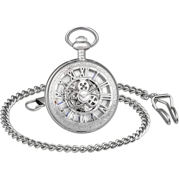 Unisex mekanisk watch med silverkedja