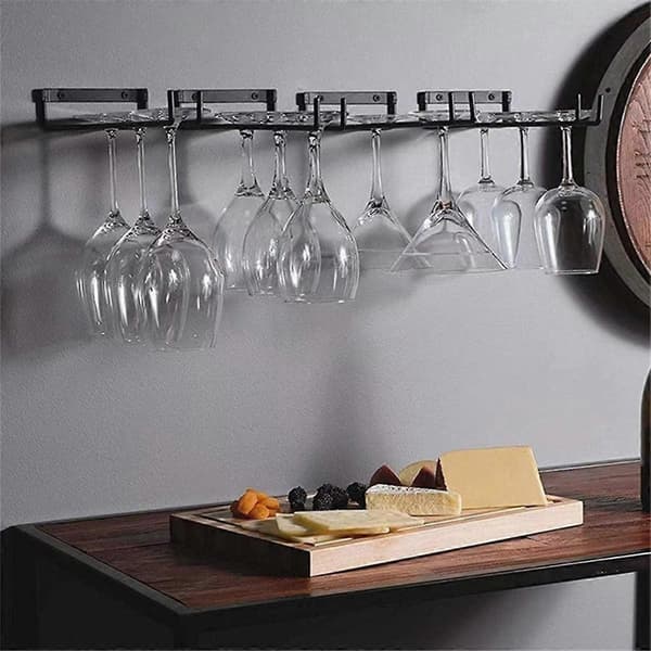 Red Wine Glass Cup Holder Simple Upside Down Hanging Goblet Single Row Wine Glass Rack 30cm B