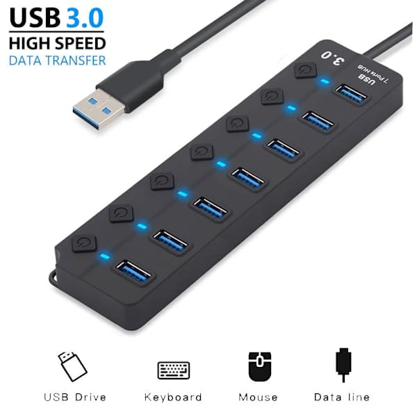 4/7-port USB 3.0 Hub, High-Speed Cable-Free 4-Port USB Hub