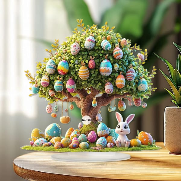 Easter Egg Tree Decoration Flat Acrylic Easter Bunny Ornament 17x24cm Holiday Home Decor