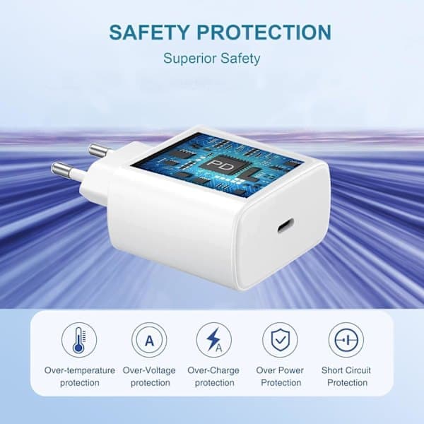 45W superhurtig USB C-oplader – til Samsung Galaxy S24/S23/S22/A54, Z Fold/Flip 5, Tab S9/S8