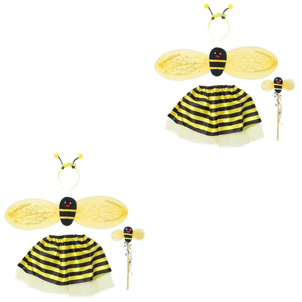 12 stk Performance Kostume Sæt Bee Wings Hår Tutu Nederdel Fairy Wand Kit Stage Cosplay Rekvisitter Til Kid Barn Tilfældig farve Wand8 stk. 8 pcs M