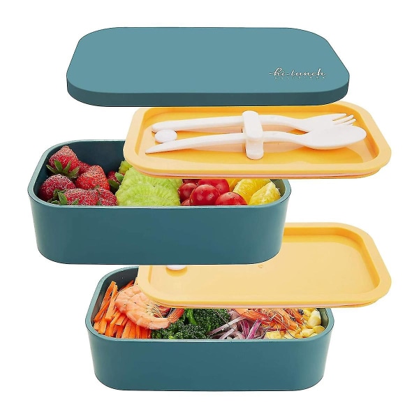 Aikuisten lasten kanssa yhteensopiva Bento Box - 1,6 litran lounassäiliö, vuotamattomat lounaslaatikot, jotka sopivat työ- tai kouluvälipalalle