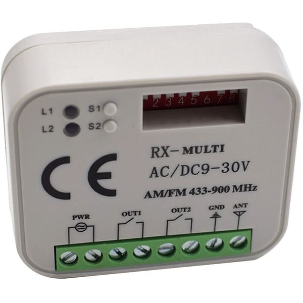 Fjernkontrollmottaker for garasjeport 2-kanals kontroller for 433 868 MHz sender RX Multi-Frequency 433-900MHZ