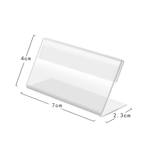 20 stk akryl skiltstativ, navnekortholder, prislappholder, etikettholder, L-formet plastkortholder, prislappholder, etikettholder, diskholder