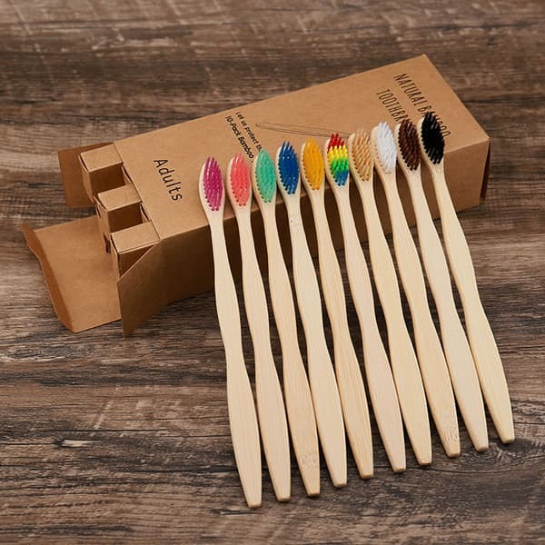 Bamboo Toothbrush in Assorted Colors, Soft Toothbrush, 10 Colors Natural and Environmentally Friendly Biodegradable