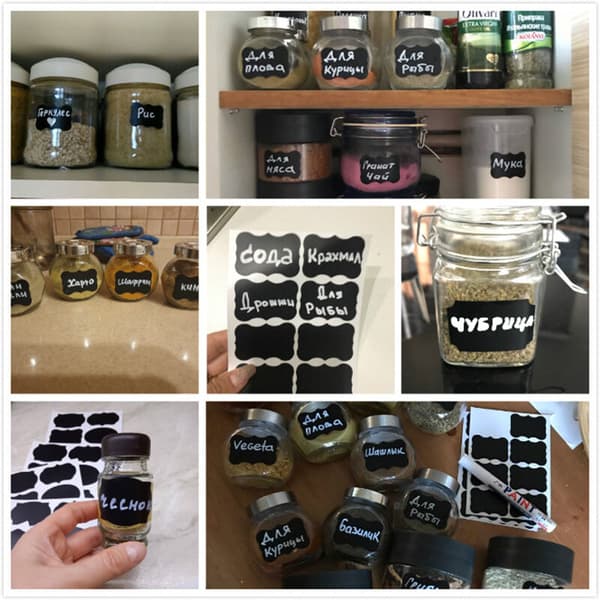 Kitchen Labels Glass Bottle Sticker Reusable Chalk Label Bottle