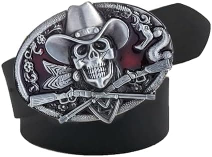 2 stk. Ghost Skeleton Skull Bæltespænde til Mænd Amerikansk Native Western Cowboy Bæltespænde