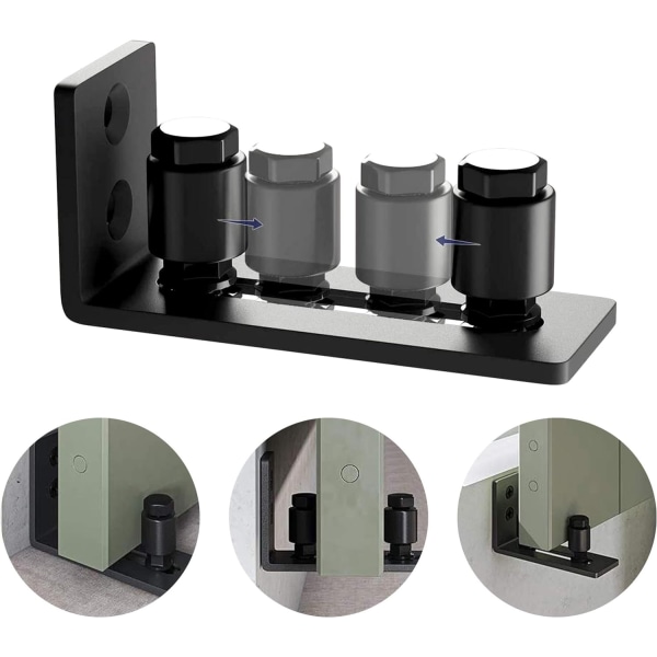 2 Pakk Heavy Duty Skydedørs Gulvguide til Nederste Justerbar Rulle, 8 Opsætningsmuligheder, Flad Skydedørs Gulvguide Stay Rulle (Sort)