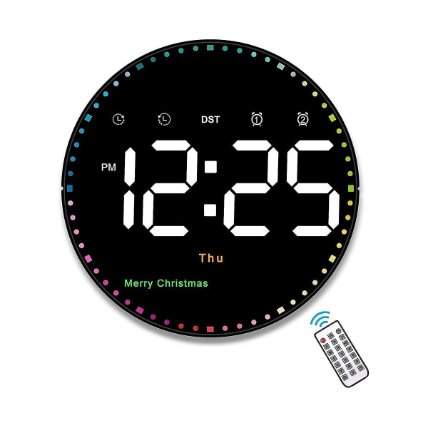 Digital Wall Clock with Remote Control, 10 Inch Colorful Dynamic LED Clock