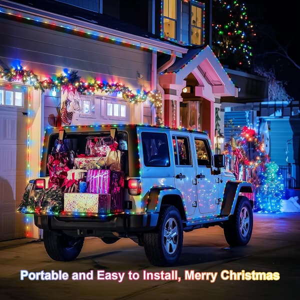 2 Pieces Christmas Lights, Battery Operated Outdoor Lights, Waterproof, Total 200 LEDs, 8 Settings, Battery Powered String Lights with Remote Control