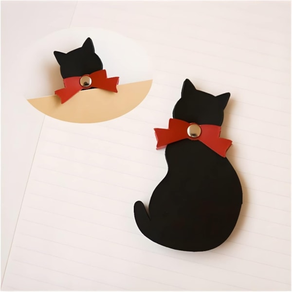 Läderbokmärken - Bokmärken för svart kattunge - Sidhållare för studentbok - Kreativa och söta bokmärken i kattläder, läspresent