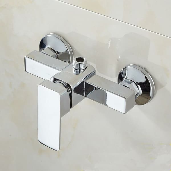 Modern Chrome Wall-Mounted Shower Mixer with Hot and Cold Water