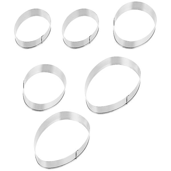 3 Set  6 Stk Rostfritt Stål Kakformar Påskäggformade Keksformar (silver) 2 Set 10X7.5CM 2 Sets 10X7.5CM