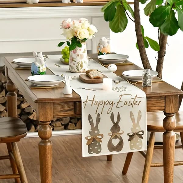 Easter Table Runner Linen 180x33 cm Table Decoration