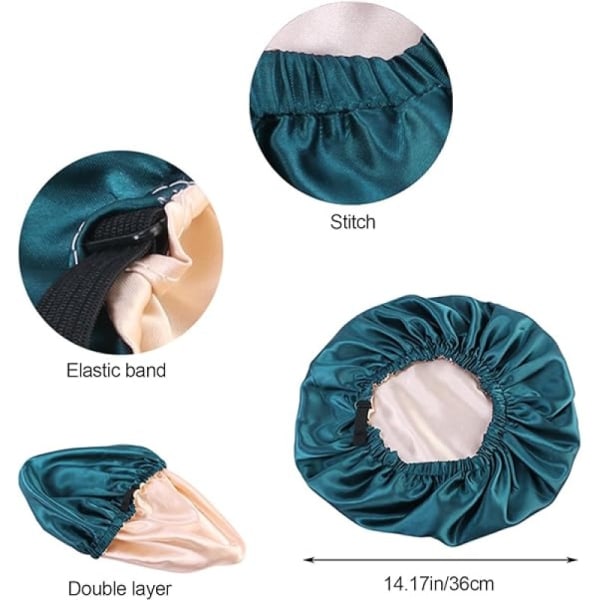 Satin Bonnet Silke Bonnet for Søvn, Stor Justerbar Silke Satin Hår Wrap Hårhette som er myk, pustende og ikke tett