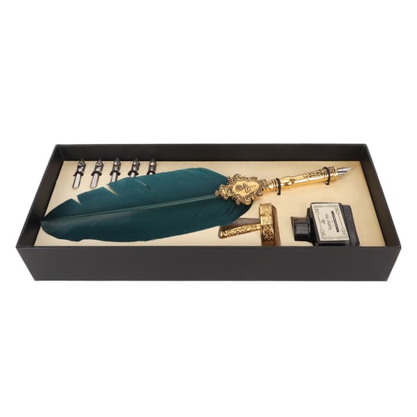 Quill Pen and Ink Set with 5 Replaceable Nibs for Students, Retro Style, Smooth Writing, Feather Pen for School 0.3 0.3