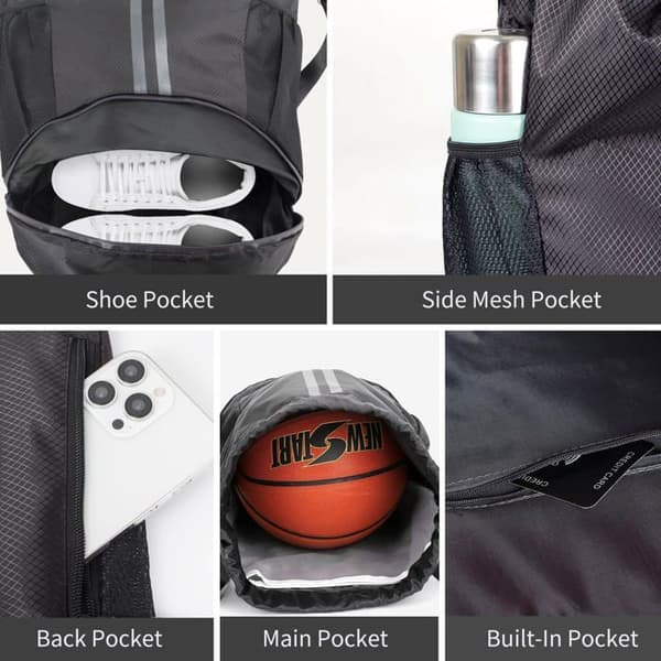 Separate Dry and Wet Portable Drawstring Bag Waterproof Backpack for Gym, Sports, Pool, and Beach Gear