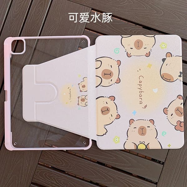 Stilig etui til iPad 10.2  \" 19/20/21 7/8/9 Søt Capybara roterende maleri