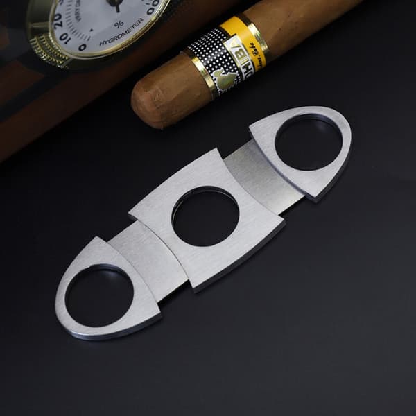 Cigarsaks i rustfrit stål, dobbeltsidet cigarklipper med åbent hul