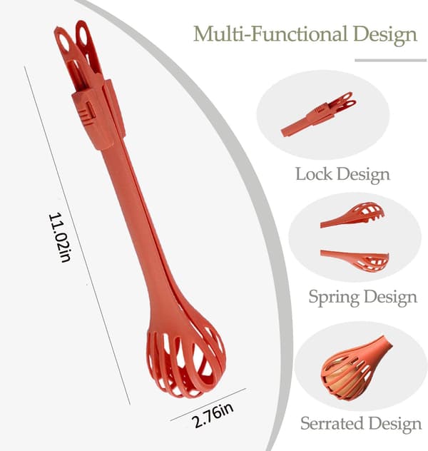 Multifunksjonell eggvisp, 2-i-1 eggvisp og mattang for matlaging, baking, blanding, griping – Perfekt for egg, nudler, brød, røre og mer!