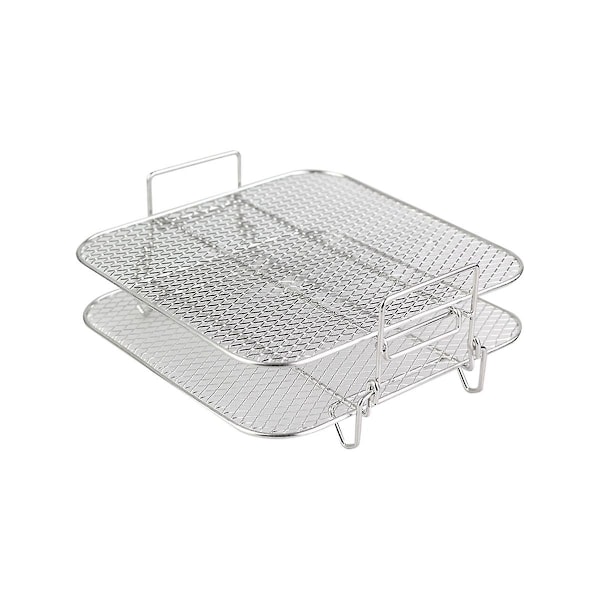2-Tier Air Fryer Rack Stackable Grill Stand Stainless Steel For 4.2-5.8qt Air Fryer Kitchen
