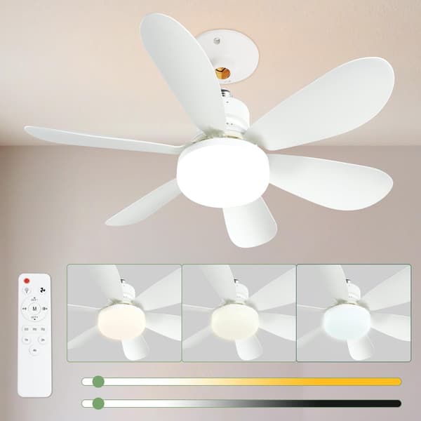 52 cm Silent Ceiling Fan with LED Light and Remote Control, 40W Ceiling Fan Lamp, with E27 Socket
