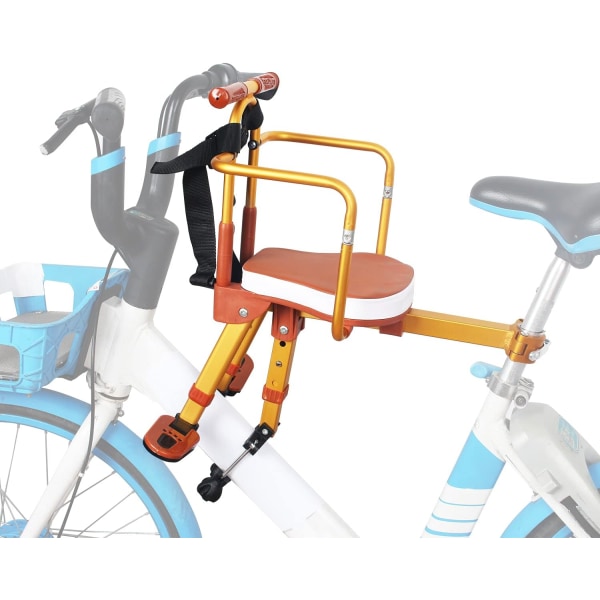 Barnesykkelsete, nytt barnesykkelsete i aluminiumslegering, bærbart sammenleggbart frontmontert barnesykkelsete, terrengsykkel barnesete Su