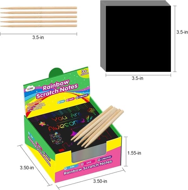 Regnbue-skrapelapper – 100 magiske skrapelapper for barn, DIY festgaver