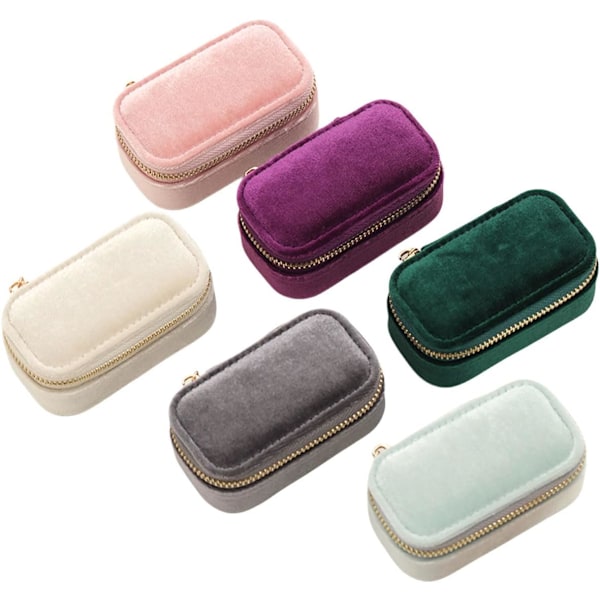 Smykkeskrin til piger Plys Fløjl Lille Rejse Smykkeskrin Organizer til Halskæder Ringe Øreringe Halsbånd Armbånd Rejse Smykkeorganisator Grey
