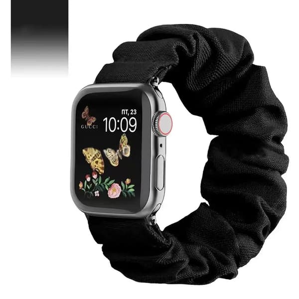 4 stk. kompatible med Apple Watch-rem Scrunchie 38mm 40mm 41mm 42mm 44mm 45mm Søde trykte elastiske Solo Loop-remme Damearmbånd