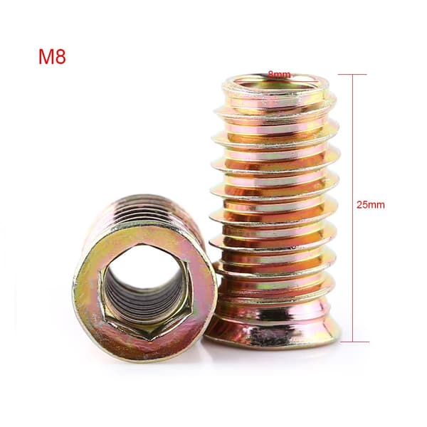 M8 x 25mm Threaded Insert, Wood Insert, Screw Inserts, Zinc Alloy Threaded Hex Nut, Screw Insert Hex Socket (100pcs) M8×25 M8×25