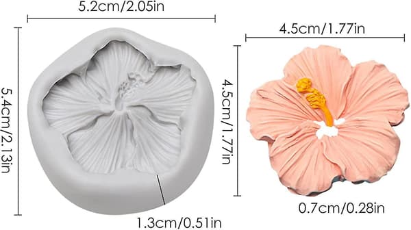 Håndlavet harpiks silikone 3D Hibiscus blomsterform (hvid) 4 dele
