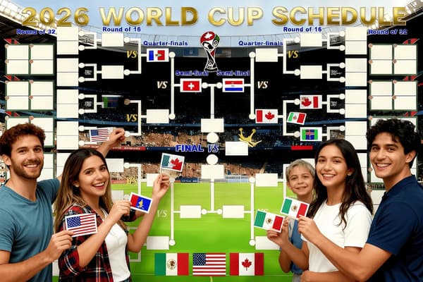 VM 2026-kampprogramplakat, 95x75 cm gjenbrukbare flaggklistremerker, turneringsplan – fotballgave, dekorasjon til kampdag