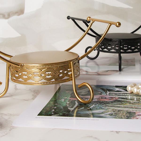 Metal Candlestick Three Legs Pointed Hollow Fruit Bowl Jewelry Storage