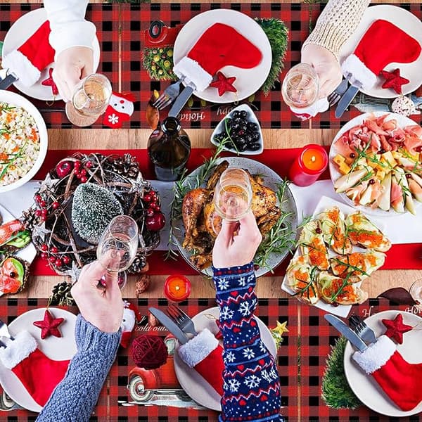Glædelig jul ternet bonde rød dækkeserviet julebord