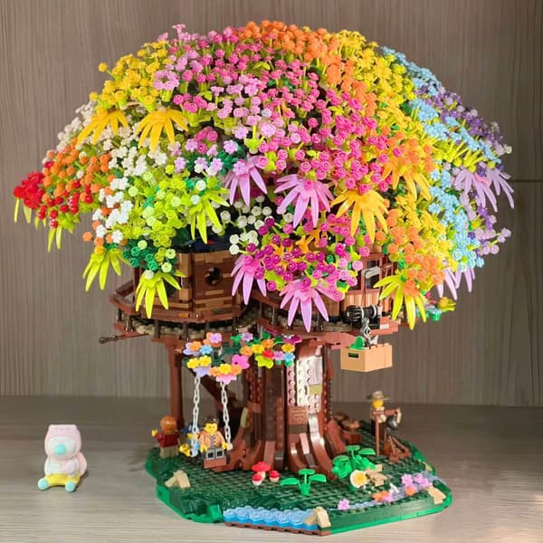 Sakura Treehouse Building Blocks Rainbow DIY Kit Educational Toy Creative Assembly Model Cute Gift for Kids Home Decor