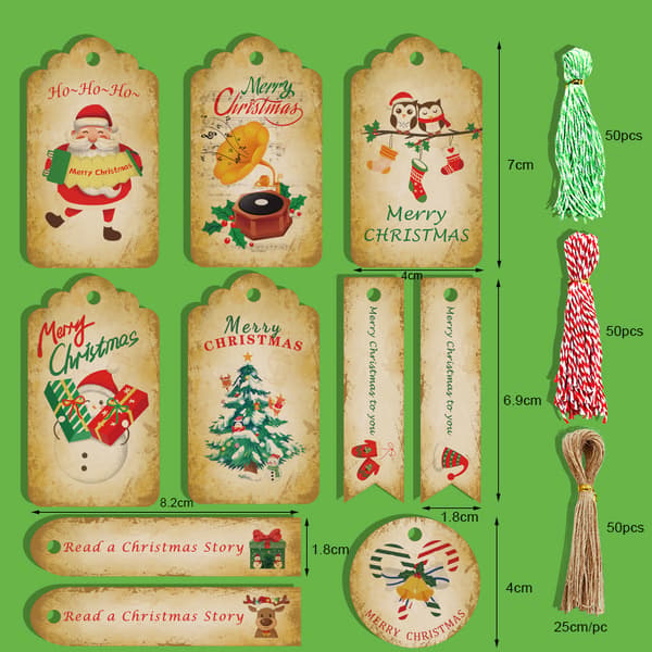 100 st Jul Kraftpapper Presentetiketter Hängande Etiketter Jul