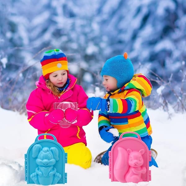 2 st Snöformar för Vinter, 3D Ekorre & Kanin, Perfekt för Snölekar & Snöbollsslag