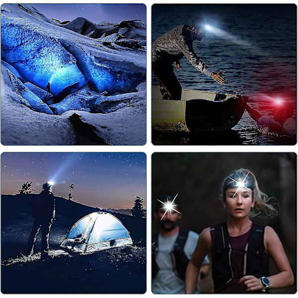 Huvudlampa LED Röd Vit Ljus Huvudlampa AAA Batteri Huvudlampa Vattentät 4 Lägen Huvudlampa För Barn Vuxna Camping Löpning Jakt Fiske