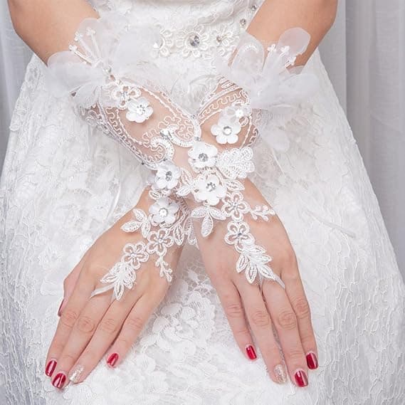 Brudehandsker Blonde Brudepige Handsker Gotisk Hæklet Elegant Halv