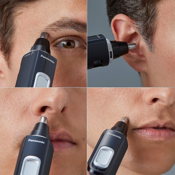 Øre- og nesehårtrimmer for menn med støvsugersystem, kraftig motor og tokantede kniver