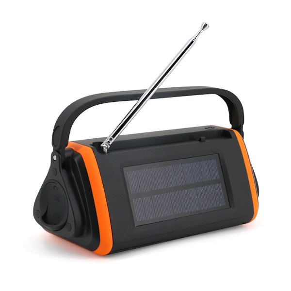 Nödväderradio med vev 4000mAh - Bärbar, Solcellsdriven, Handvev, AM/FM/NOAA Väderlarmradio, Aux Musikspelare, USB C