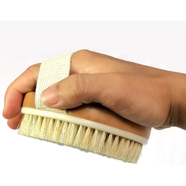Torr kroppsborste, naturlig borste för bad, kroppsborste för lymfdränage, exfolierar, stimulerar blodcirkulationen