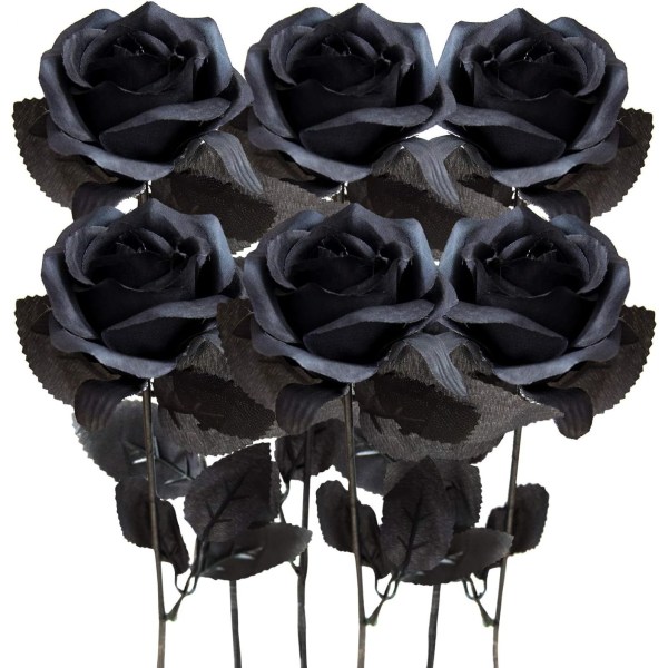 Kunstig rose, 6 stykker silkeblomster falsk blomst Smukke realistiske falske blomster til gør-det-selv brude bryllupsbuketter boligindretning (Nr.